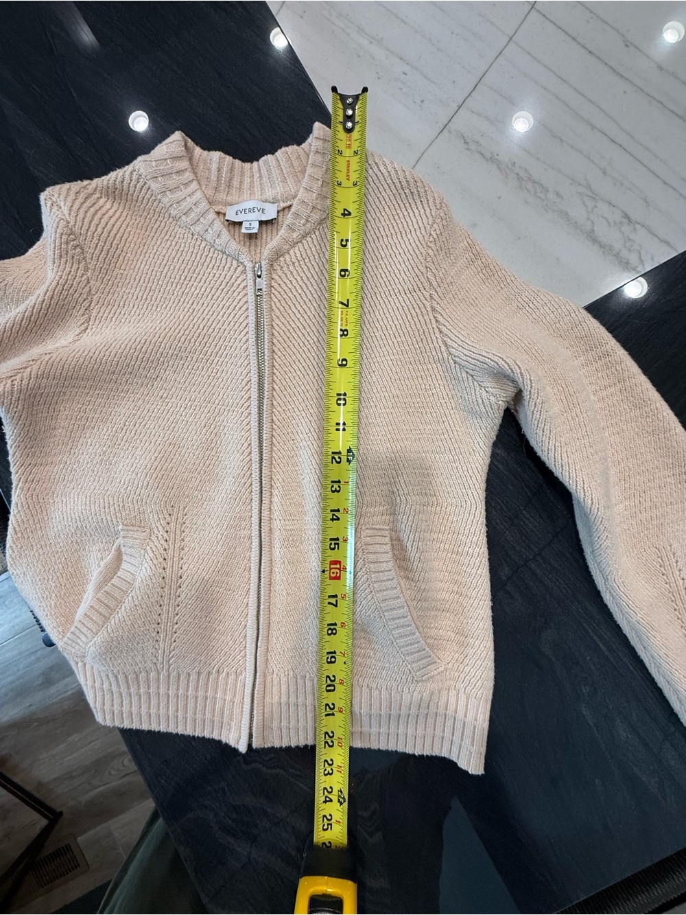 Evereve Neutral Cream Zip Knit Jacket - Picture 6 of 11